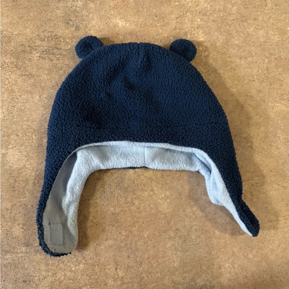 Infant Navy Blue Fleece Bear Ear Hat, Size 0-9M - Picture 2 of 5